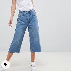 Boohoo Denim Cropped Wide Leg Jeans